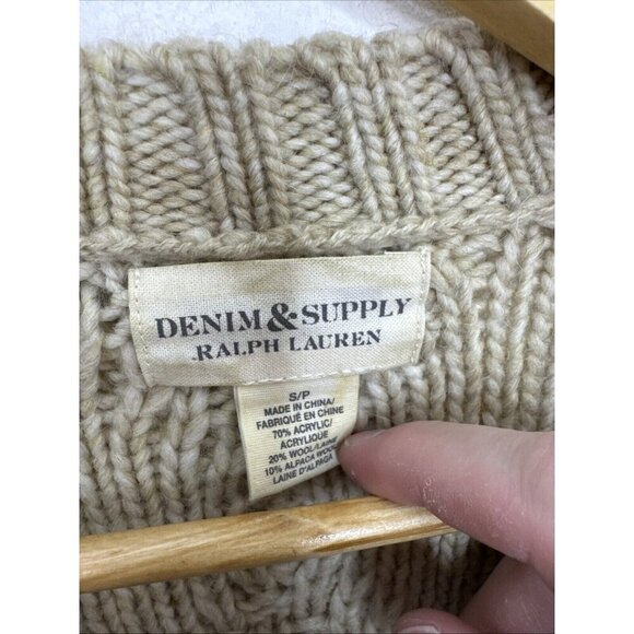 Vintage Denim Supply Ralph Lauren Woman S Oversized Cable Knit Cardigan Alpaca - Picture 4 of 5